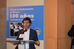 El Alcalde de Huesca, Luis Felipe, en su discurso en la exposición. I.C.